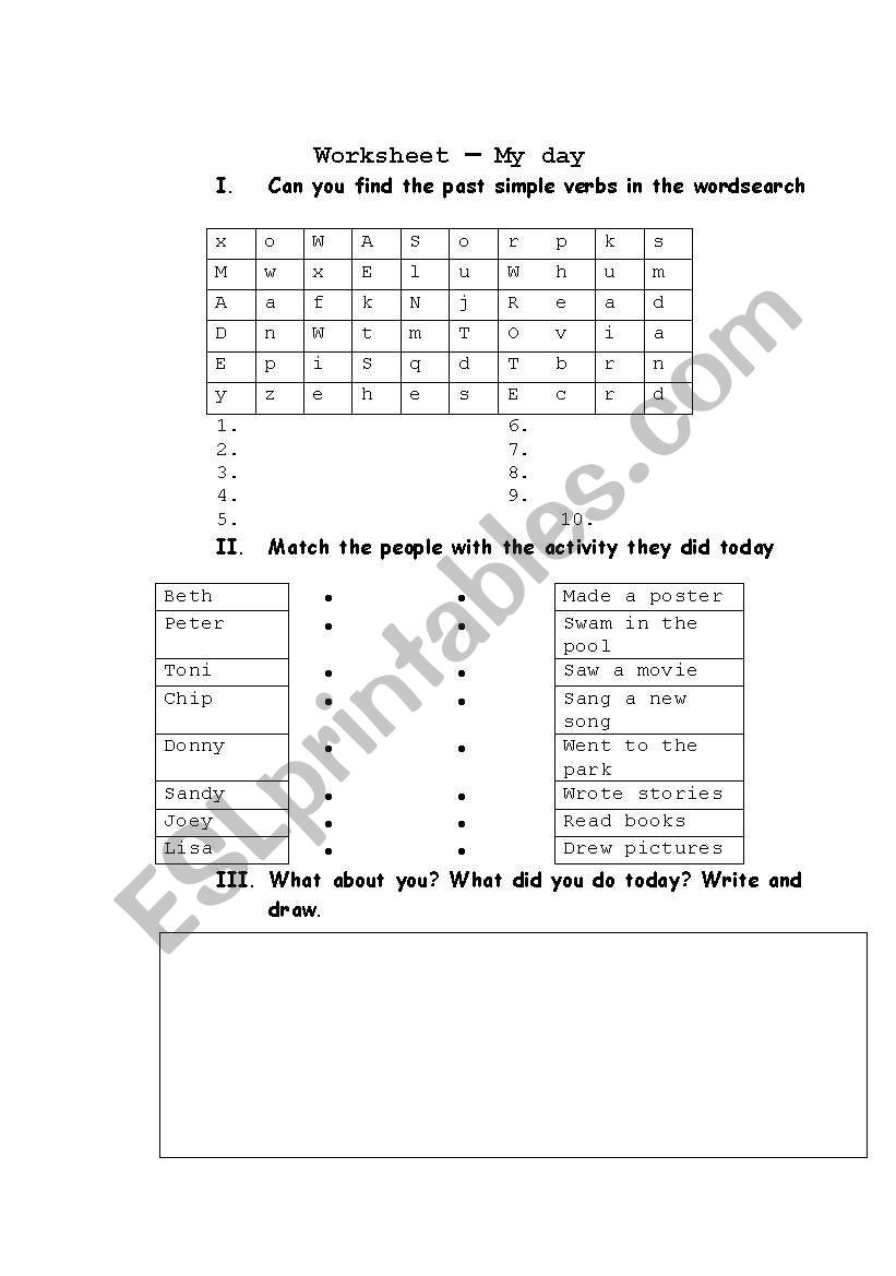 My day worksheet