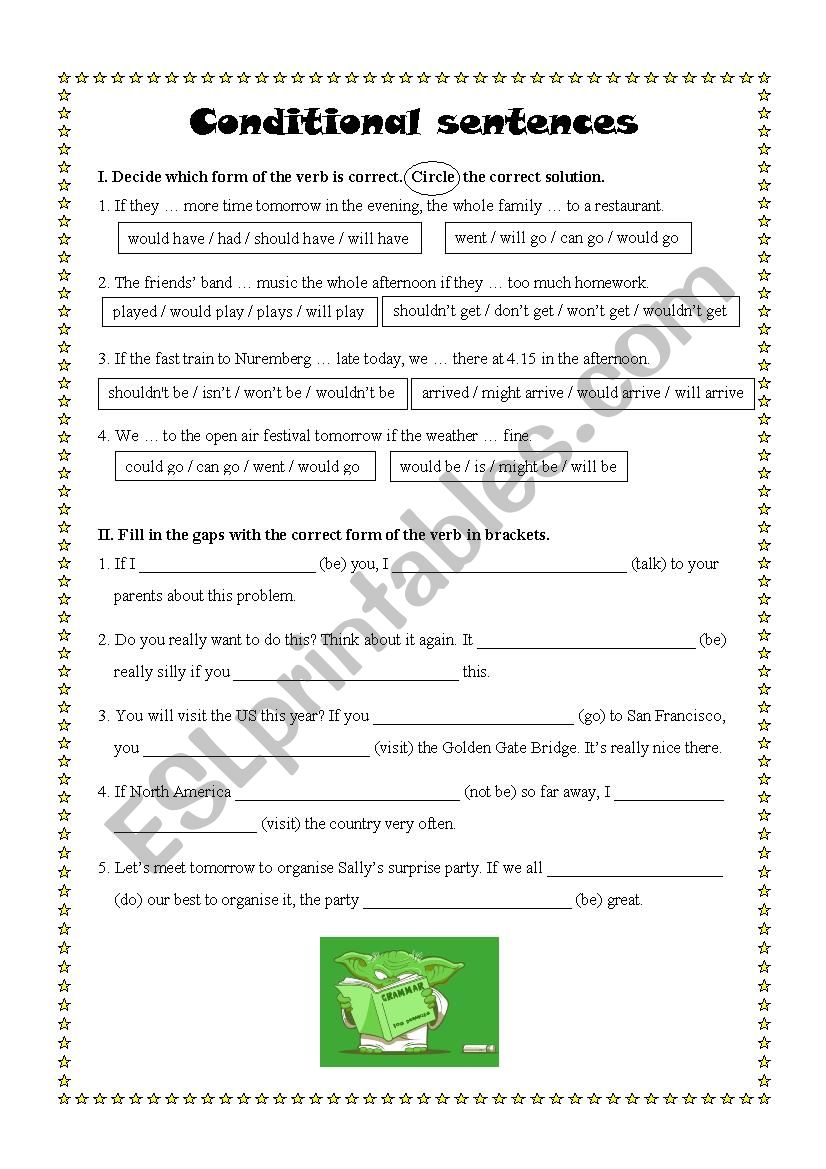 Conditional sentences I & II worksheet