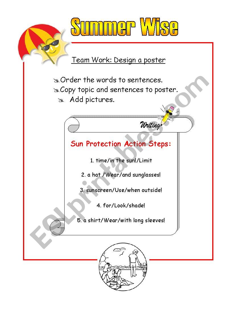 Summer Wise- sun safety worksheet