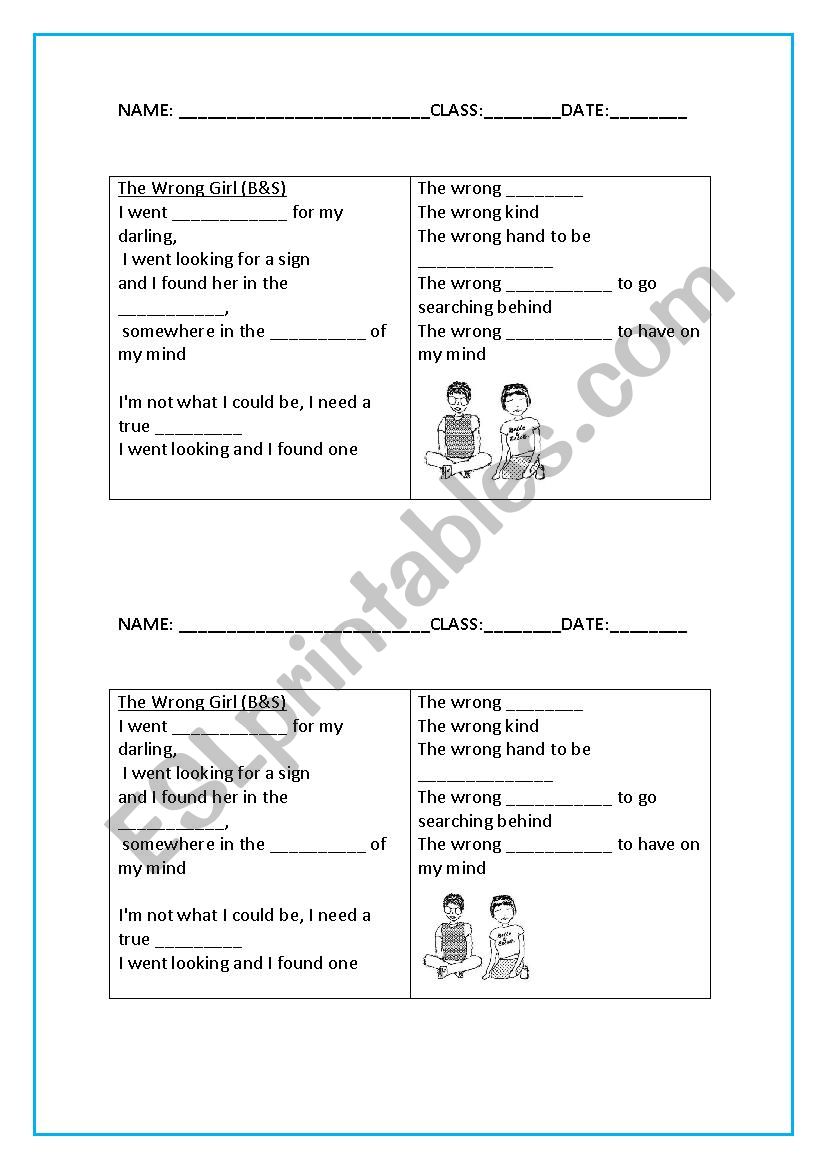 THE WRONG GIRL worksheet