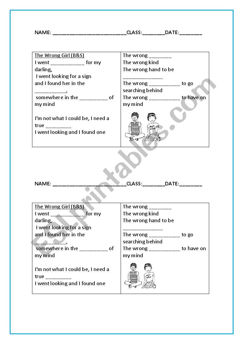 THE WRONG GIRL worksheet