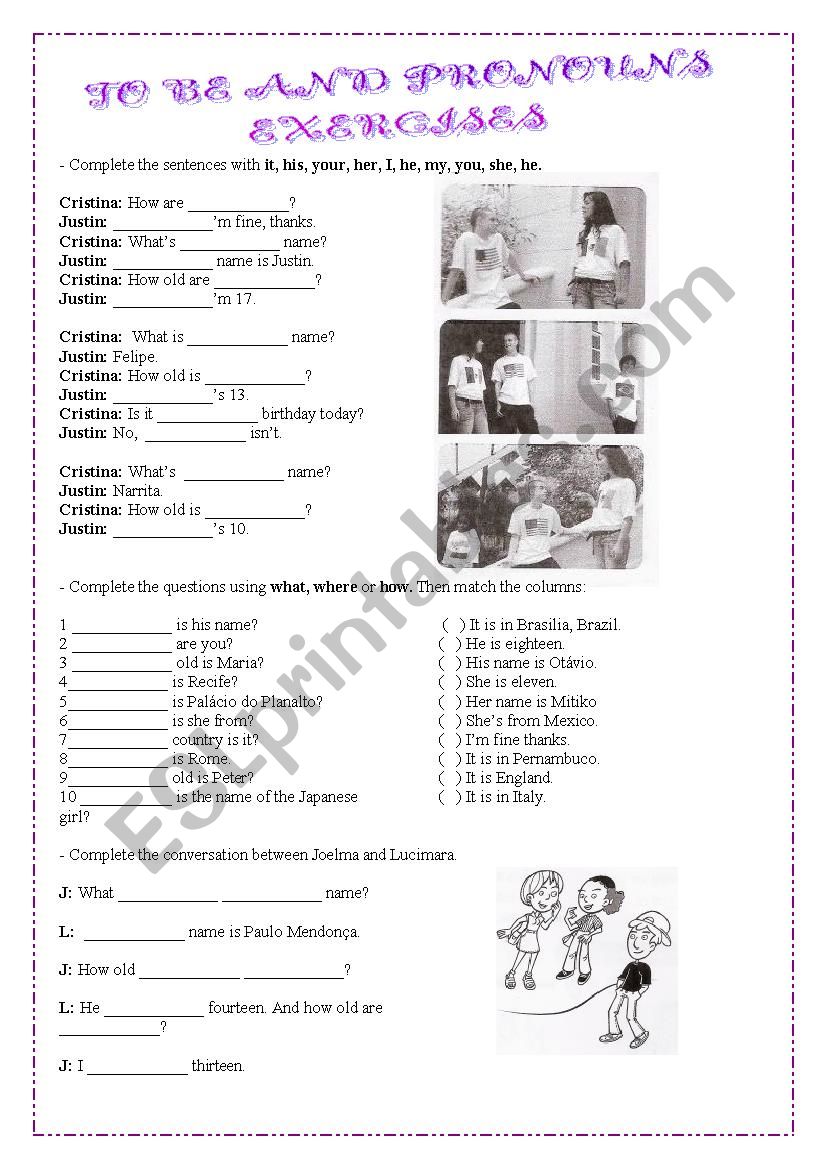 Pronouns Activities worksheet