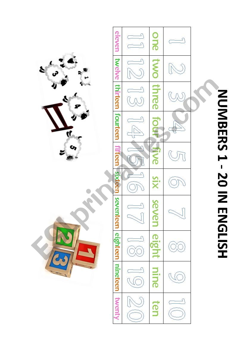 Numbers in English Poster worksheet