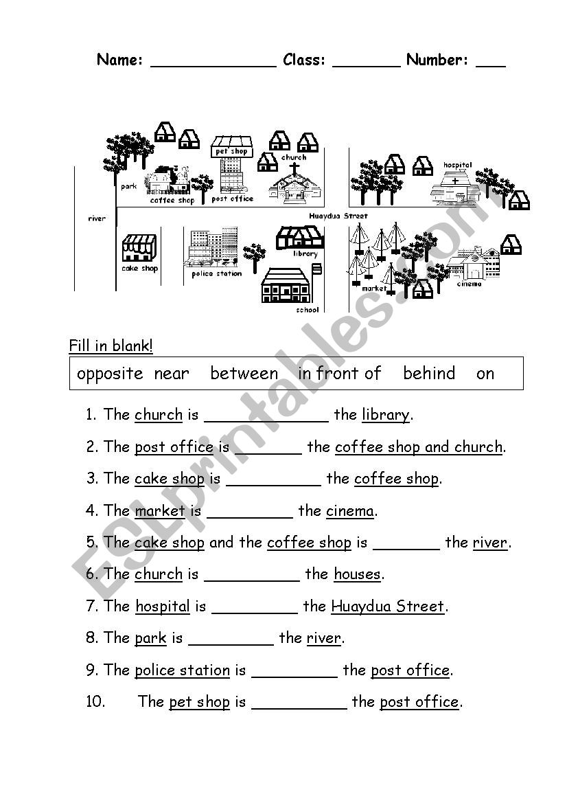 Prepositions worksheet