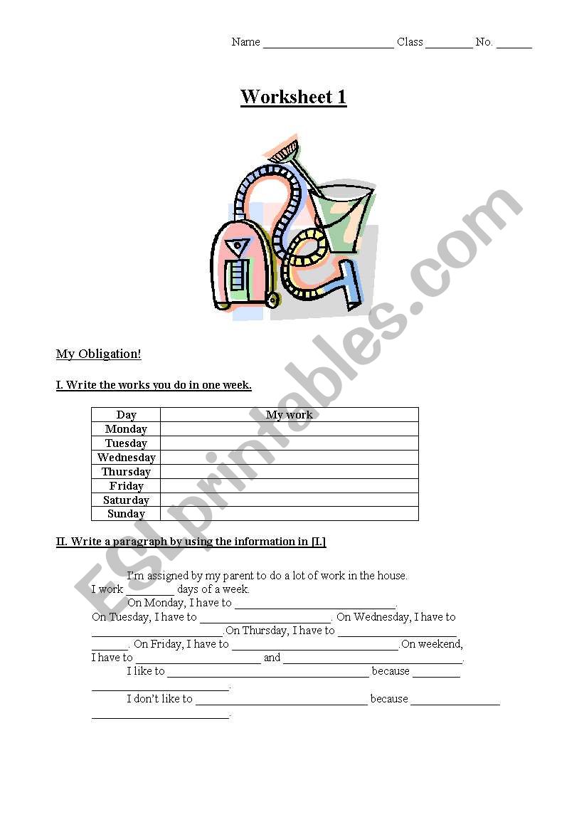 My Obligation! worksheet