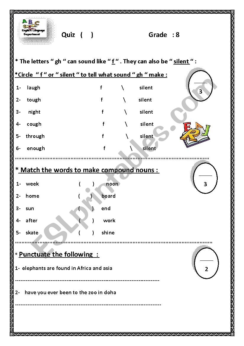 vocabulary and grammar exercises - prep., stage 