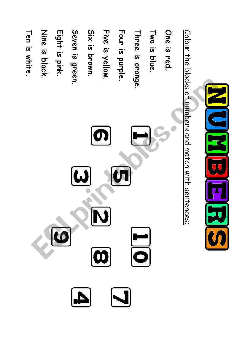 Numbers and colours - exercises for beginners