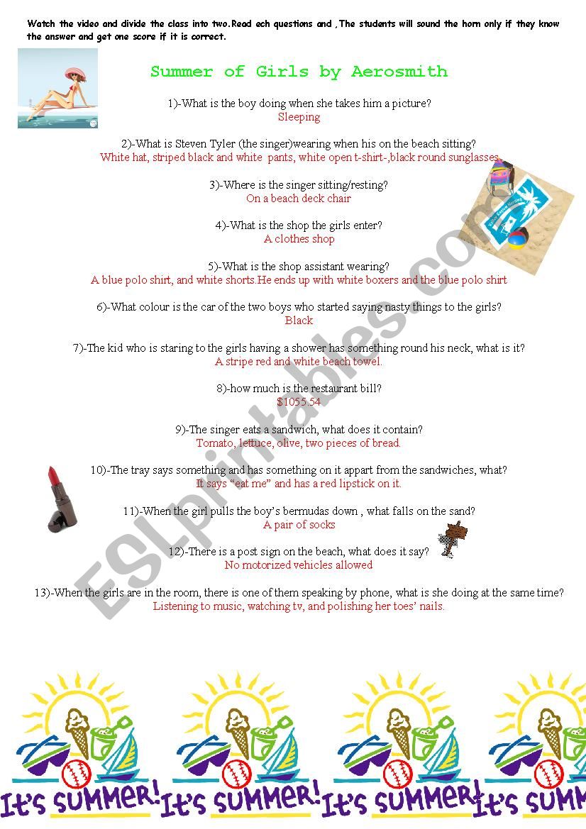 Summer of girls videp activity