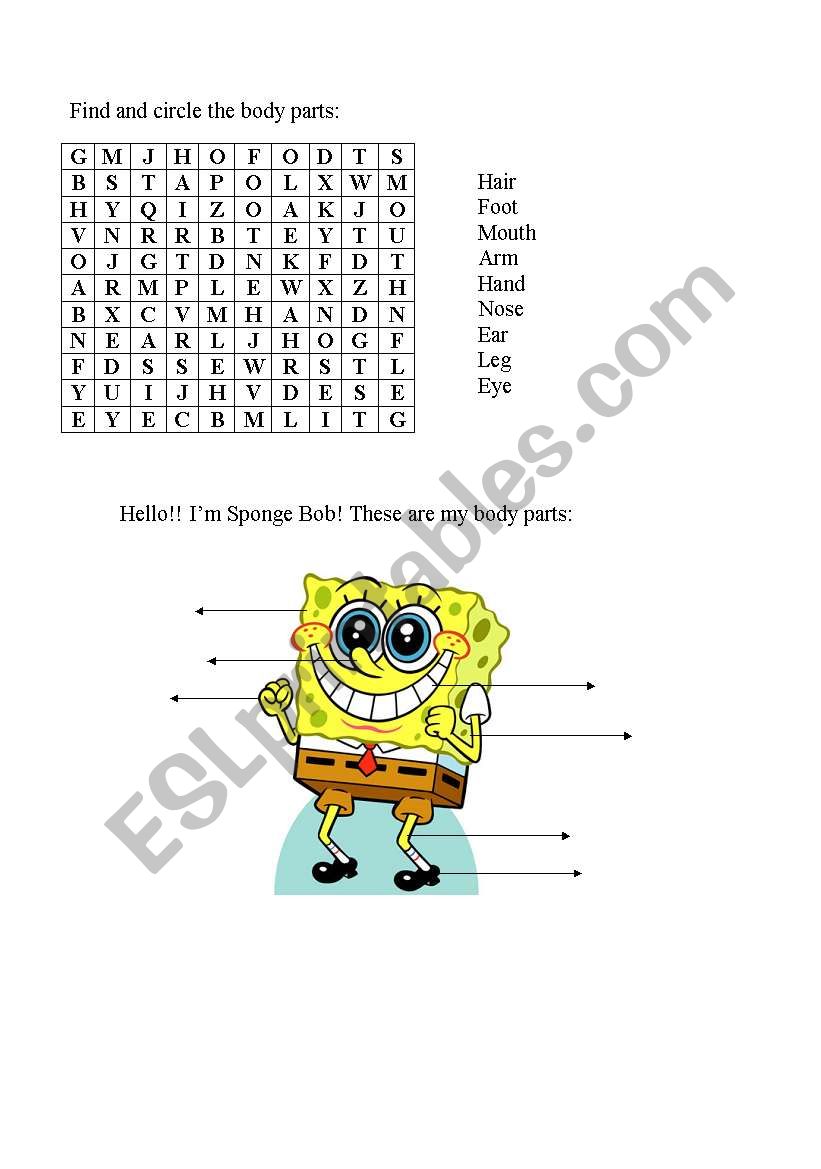 Body parts worksheet