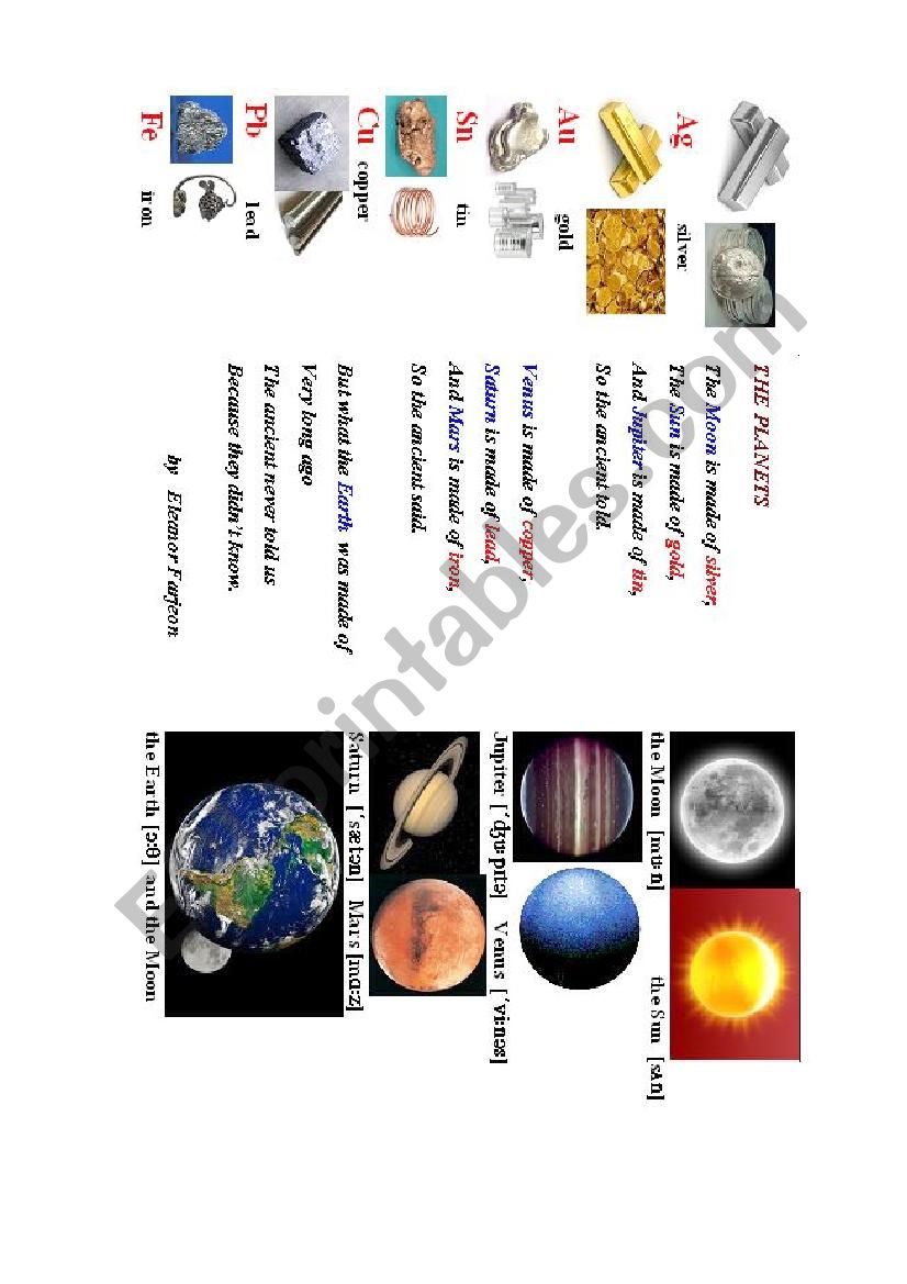 The Planets (a short poem + a pictionary+ questions to discuss)