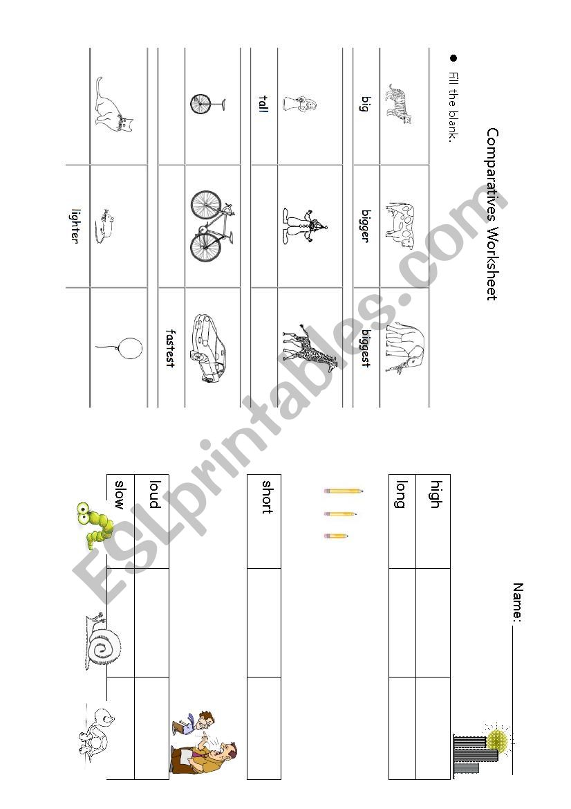 comparative worksheet worksheet