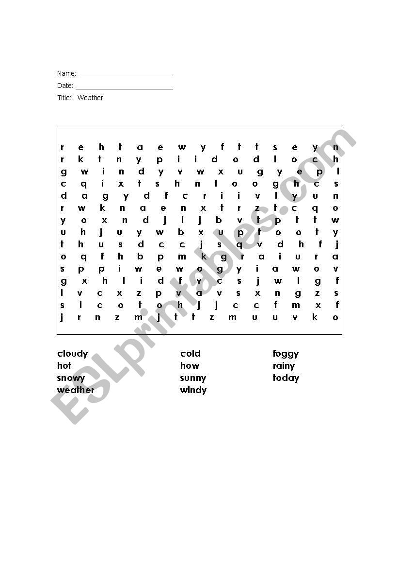 Weather worksheet