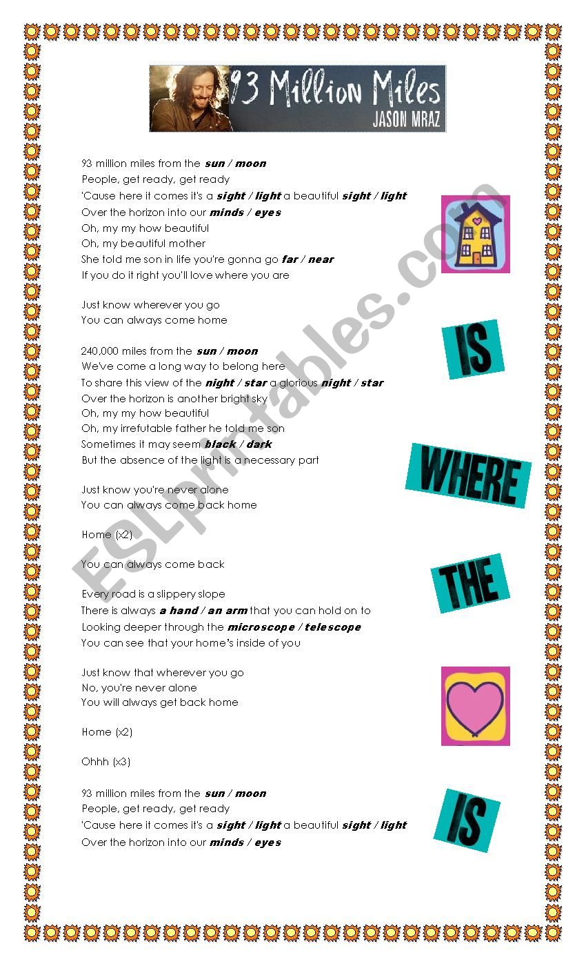 Song: Â´93 MILLION MILESÂ´ by Jason Mraz