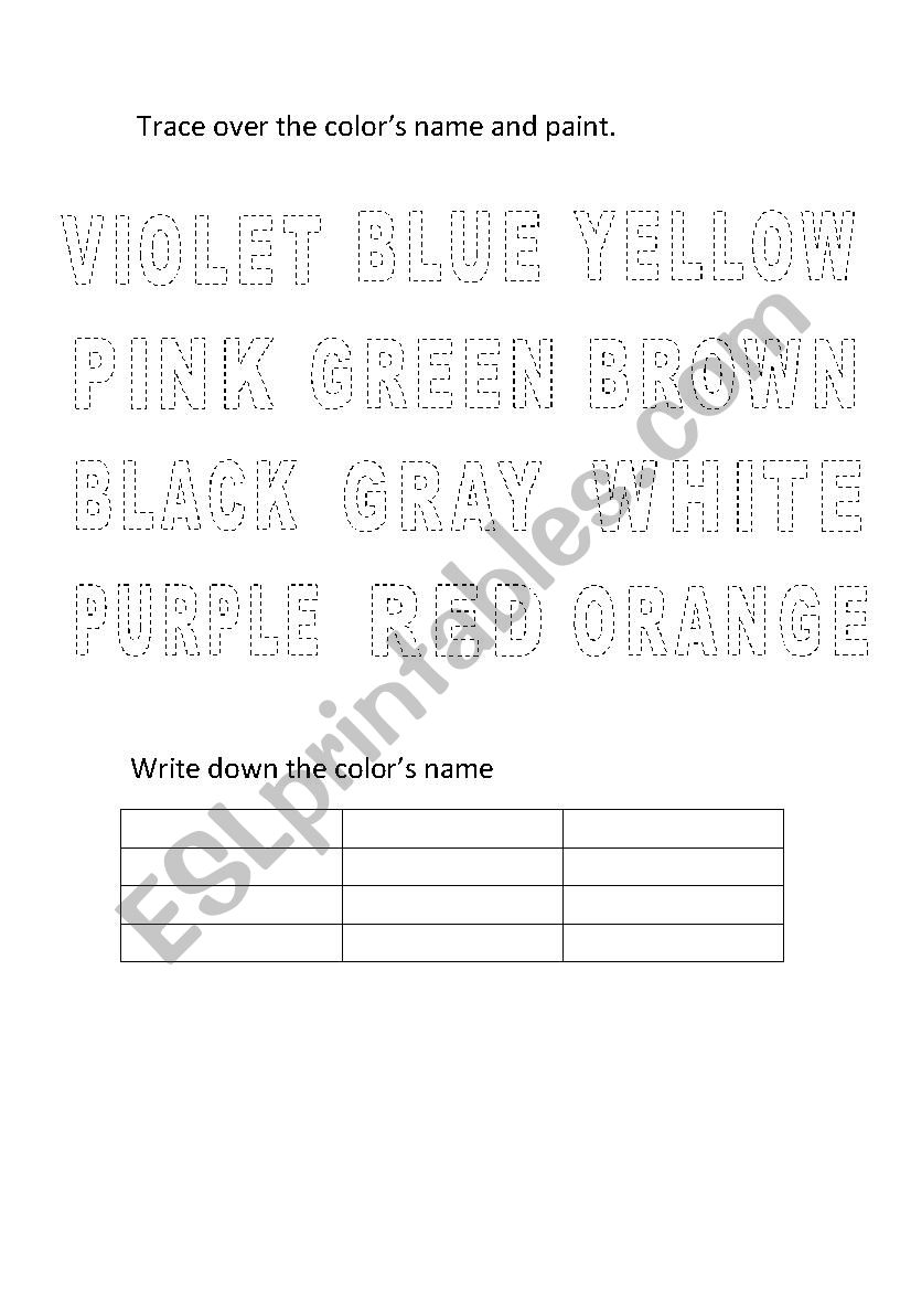 colors activity worksheet