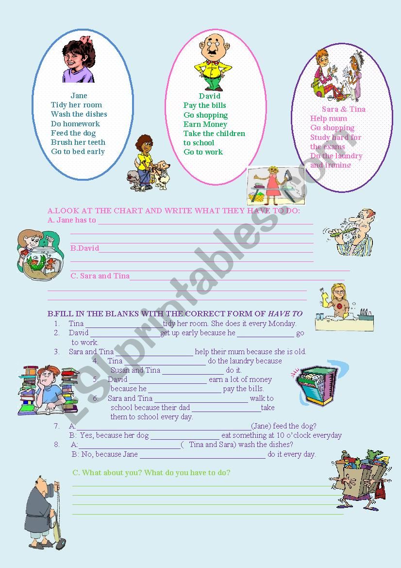 HAVE TO-HAS TO worksheet