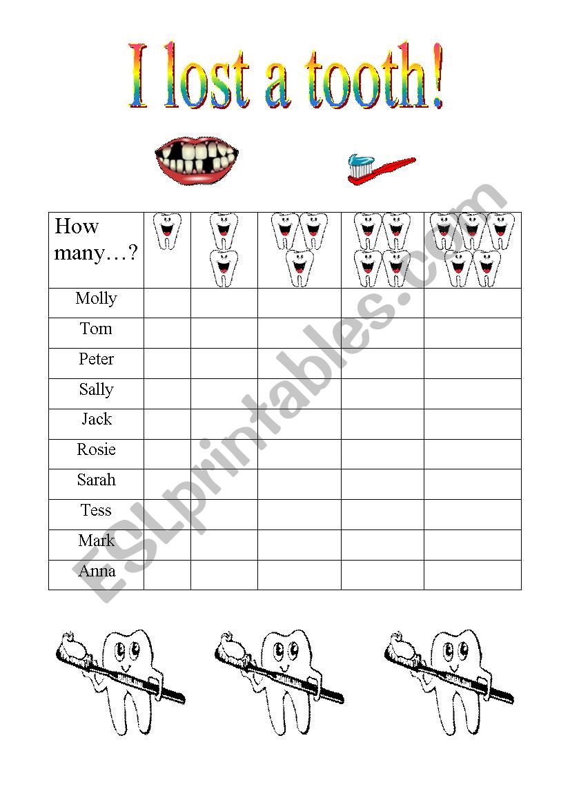 I lost a tooth! worksheet