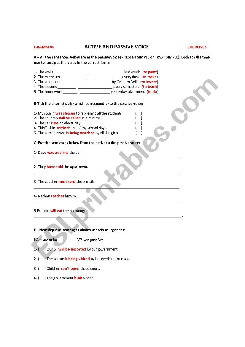 Active/ Passive Voice worksheet