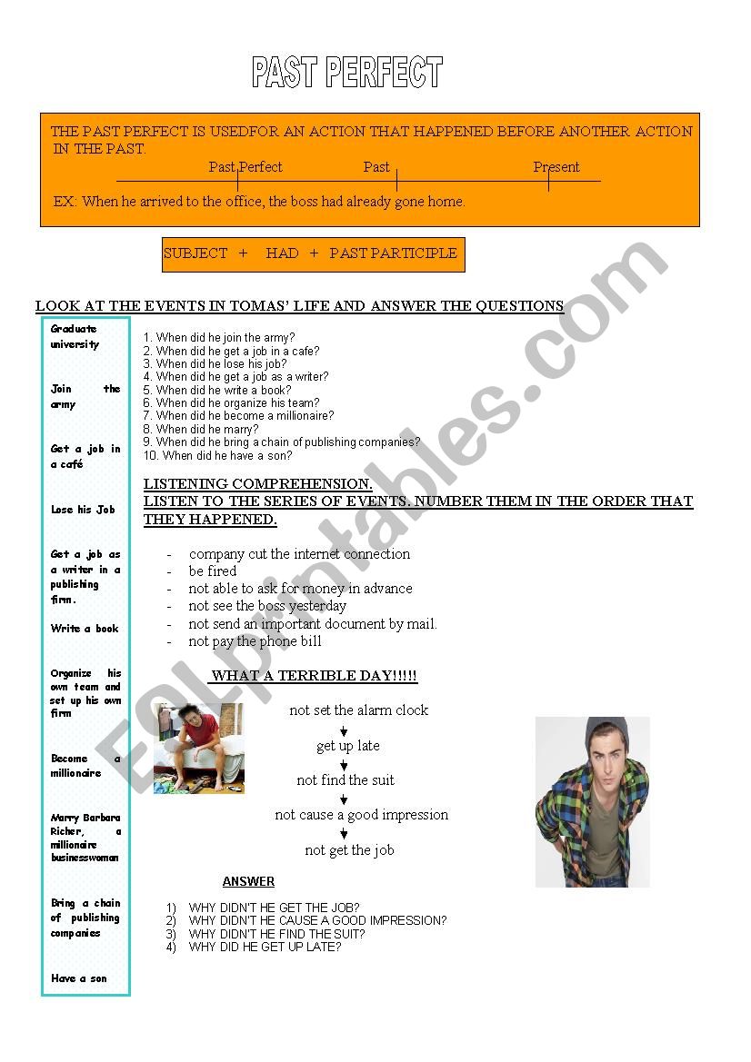 Past perfect practice worksheet