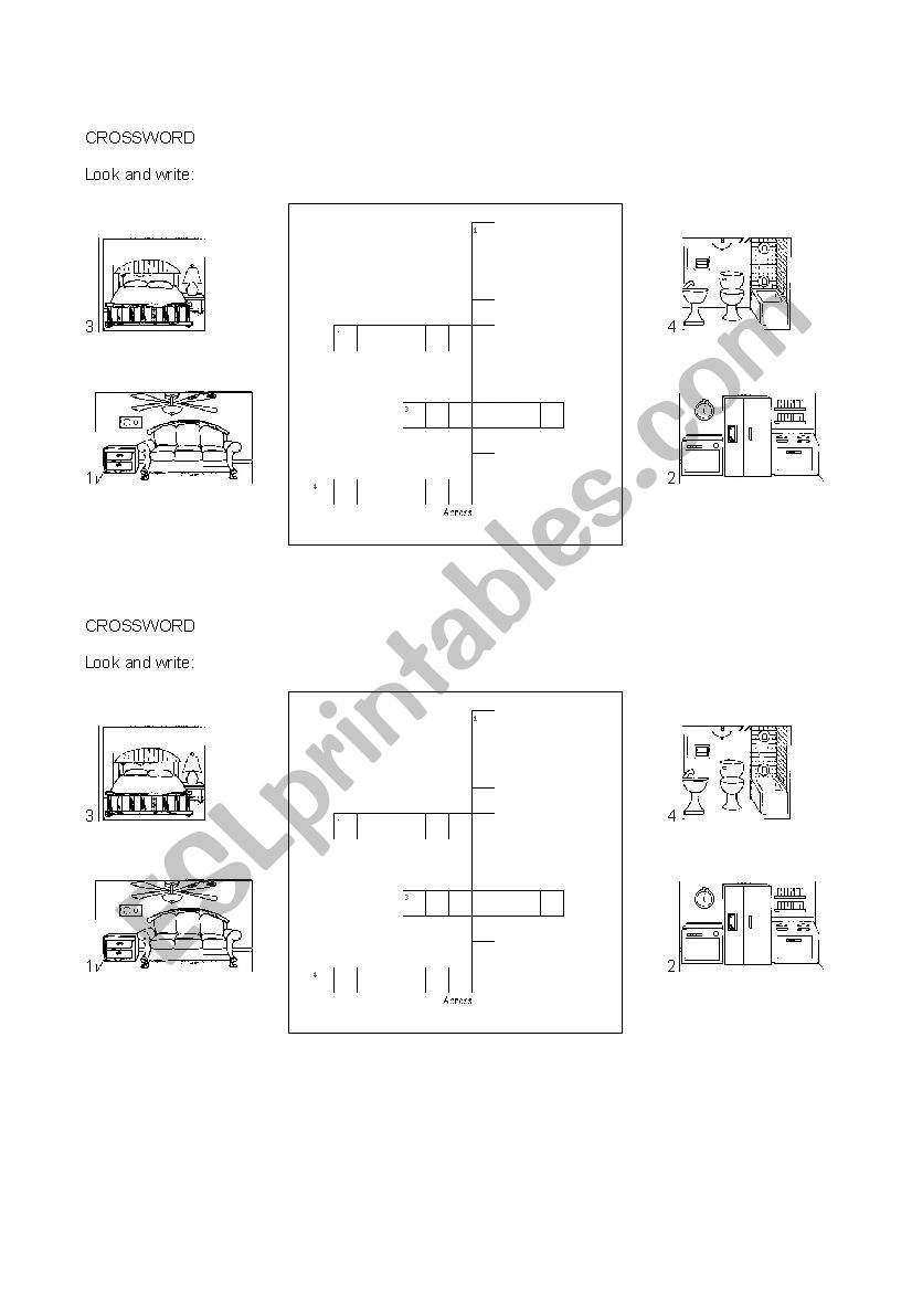 Crossword-rooms worksheet