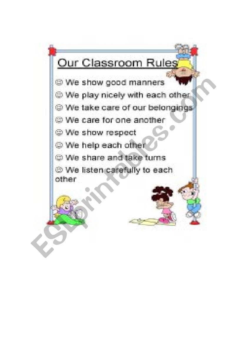 CLASSROOM RULES worksheet