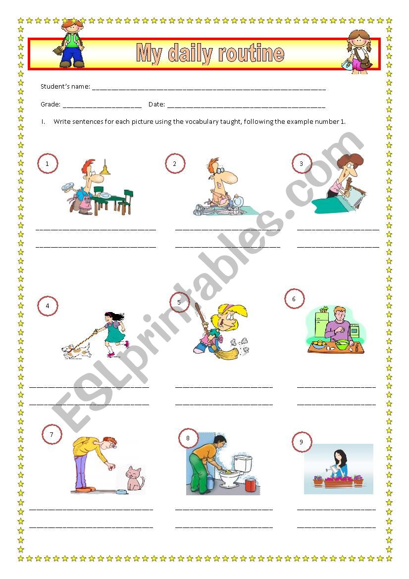 daily routine worksheet