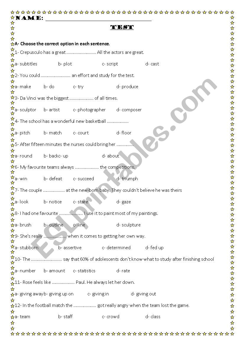 Test for FCE Masterclass worksheet