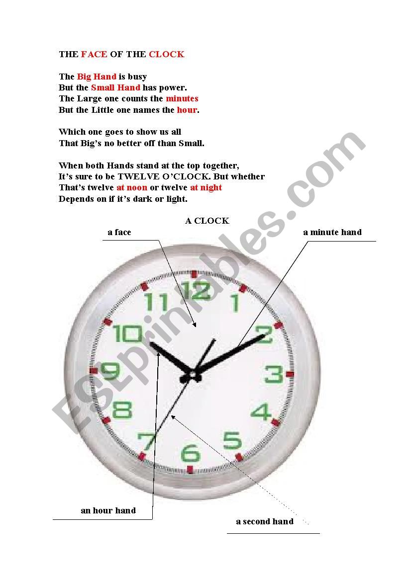 CLOCK (several poems about time and questions to discuss)