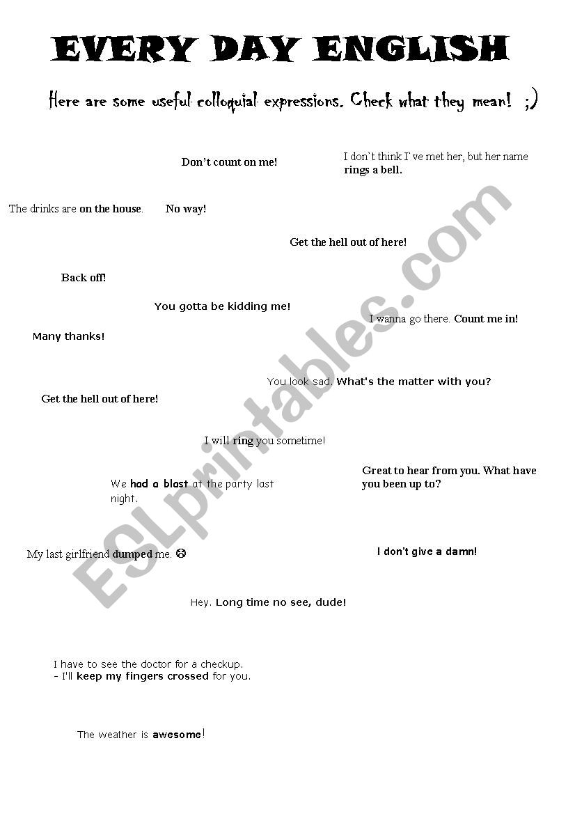 Colloquial English worksheet