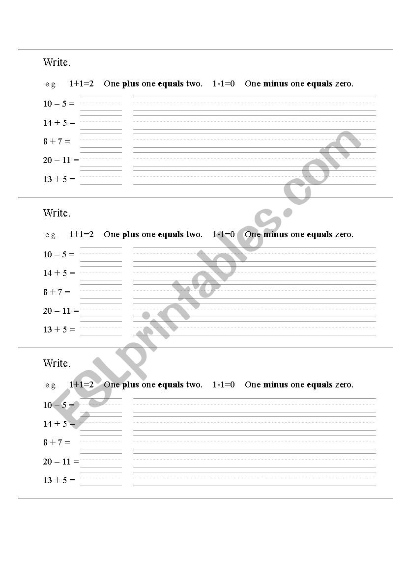 Numbers-adding worksheet