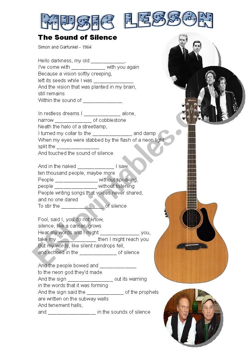 Sound of Silence Song  worksheet