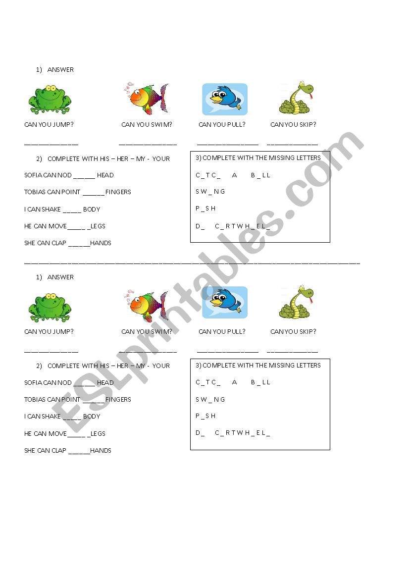 CAN YOU? worksheet