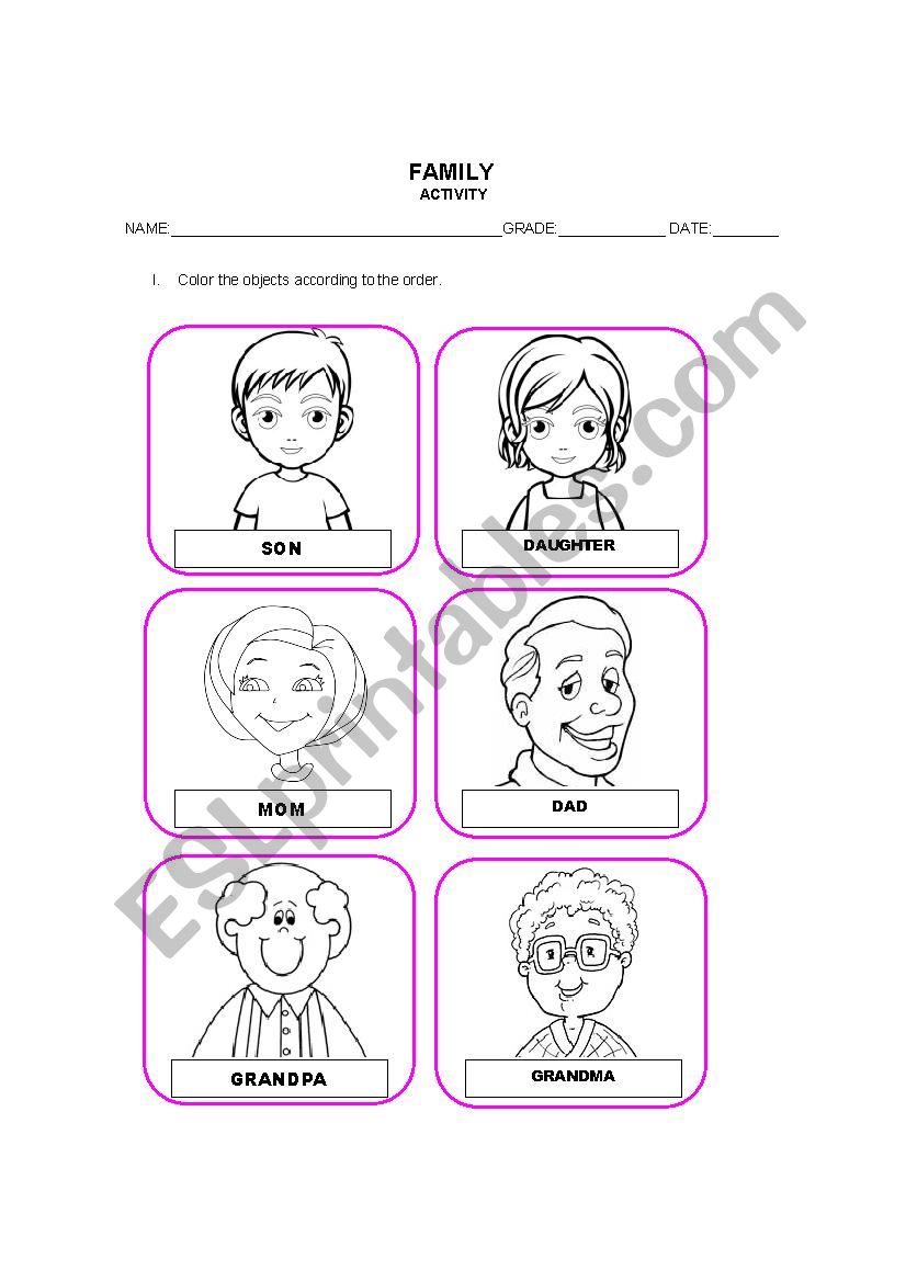 THE FAMILY worksheet