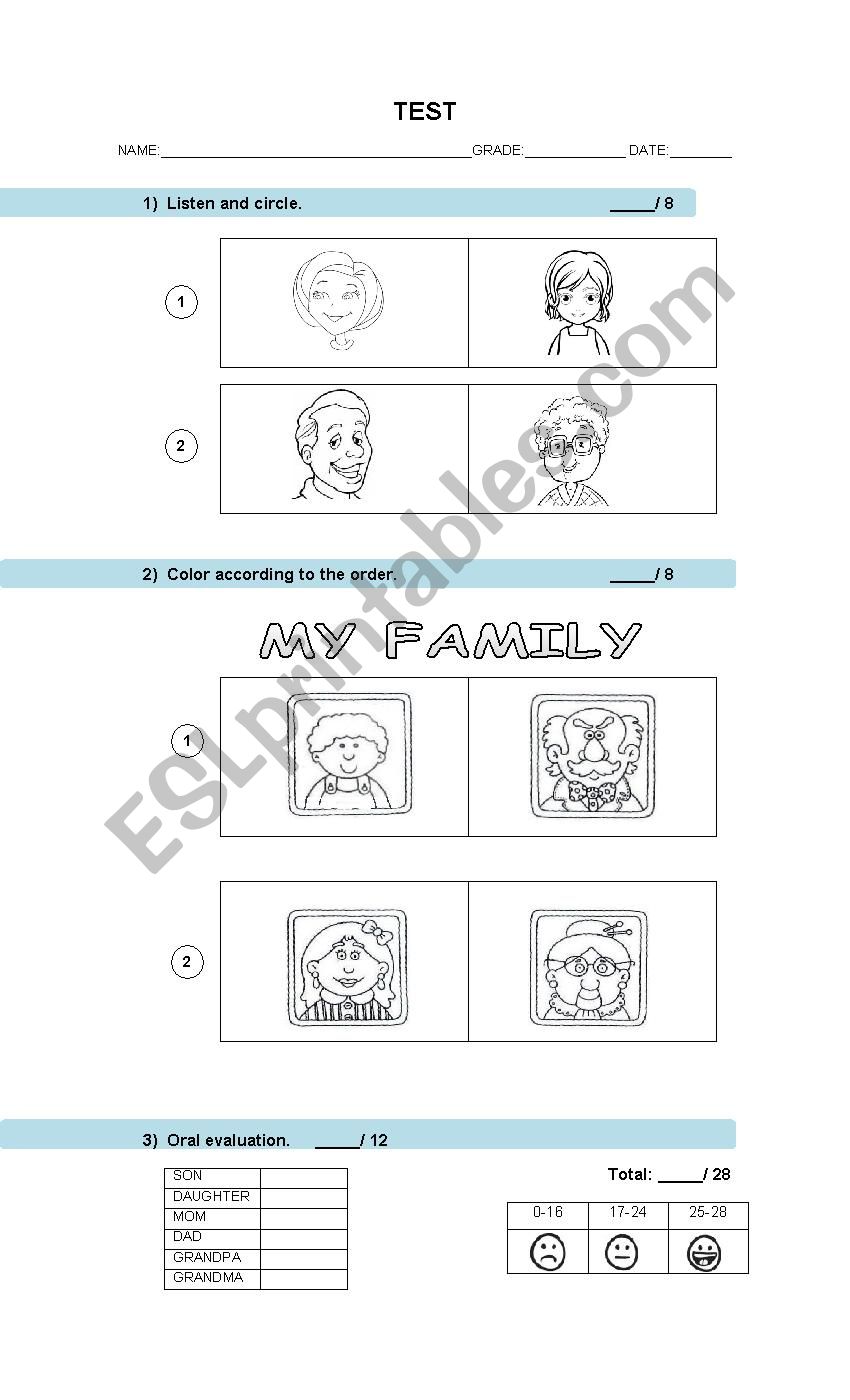 FAMILY TEST worksheet