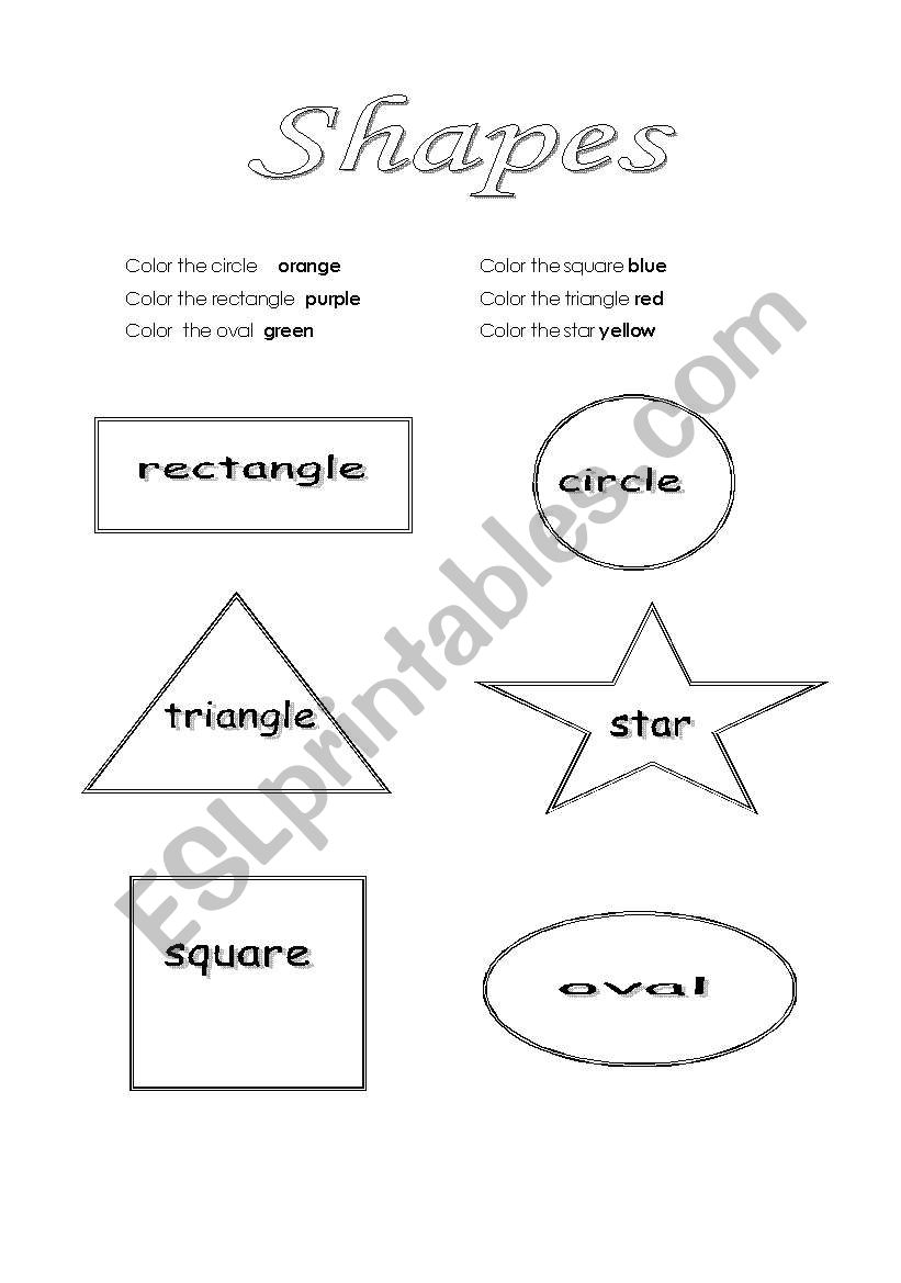 Coloring shapes worksheet