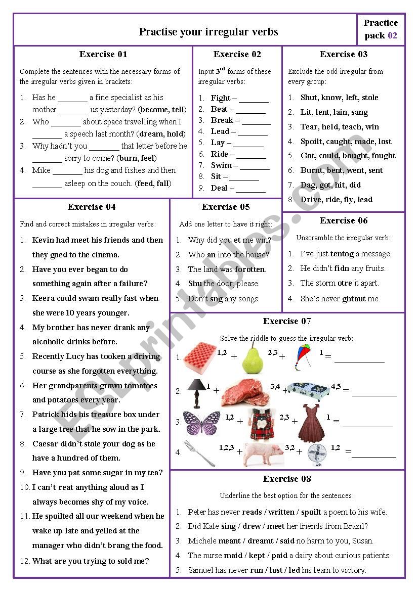 Practise your Irregular Verbs 02 Practise your Irregular Verbs 02