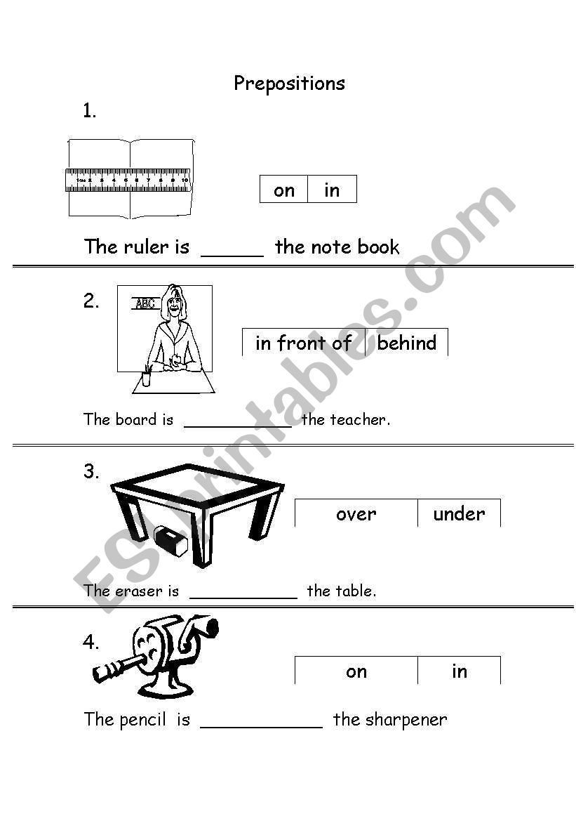 Prepositions worksheet