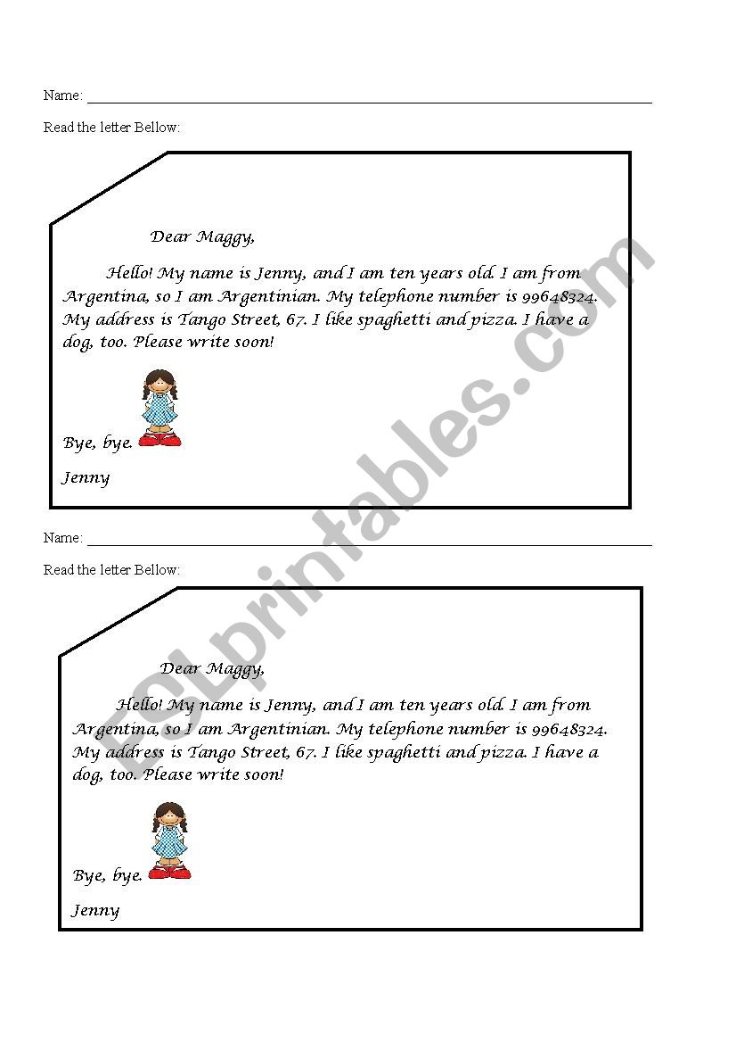 A LETTER FOR BEGINERS USING TO BE.