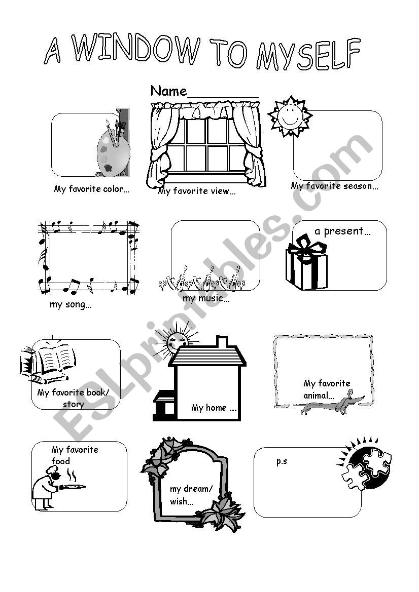 A window to myself worksheet