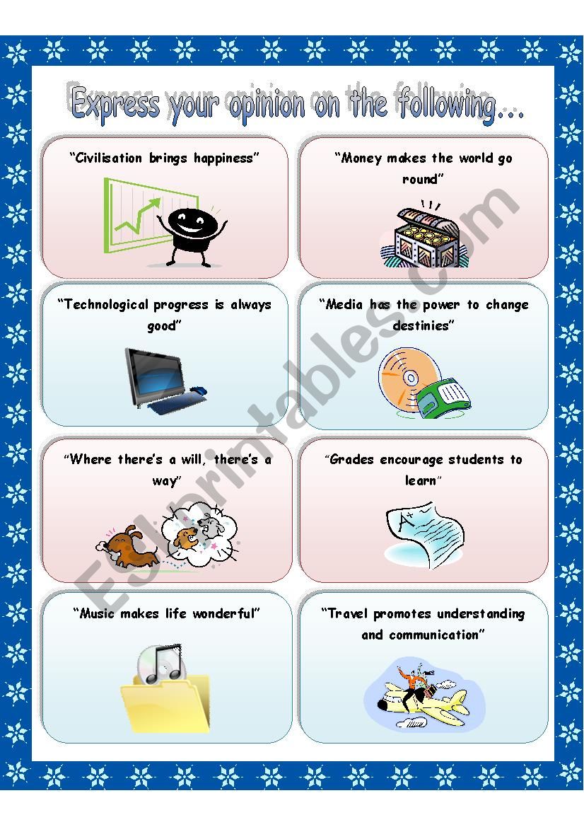 speaking cards worksheet