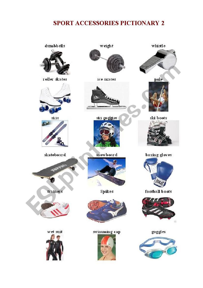 SPORT ACCESSORIES PICTIONARY 2