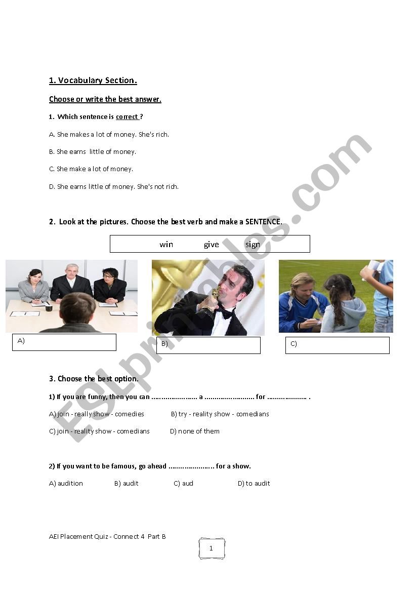 a grammar quiz for teenagers worksheet