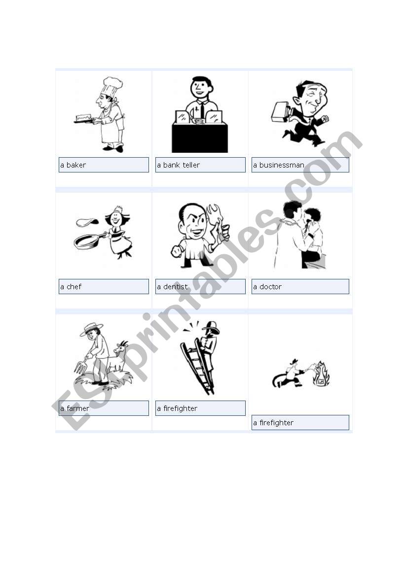 Occupation Flash cards worksheet