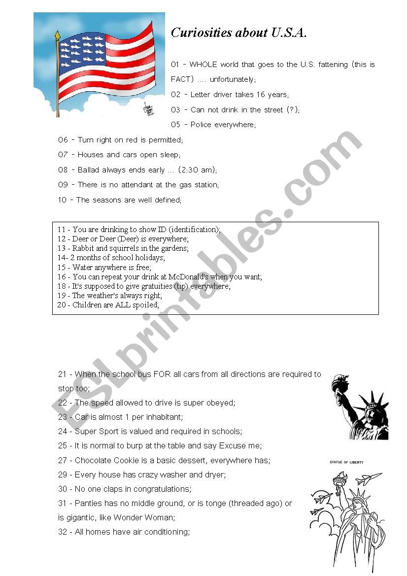 USA Curiosities worksheet