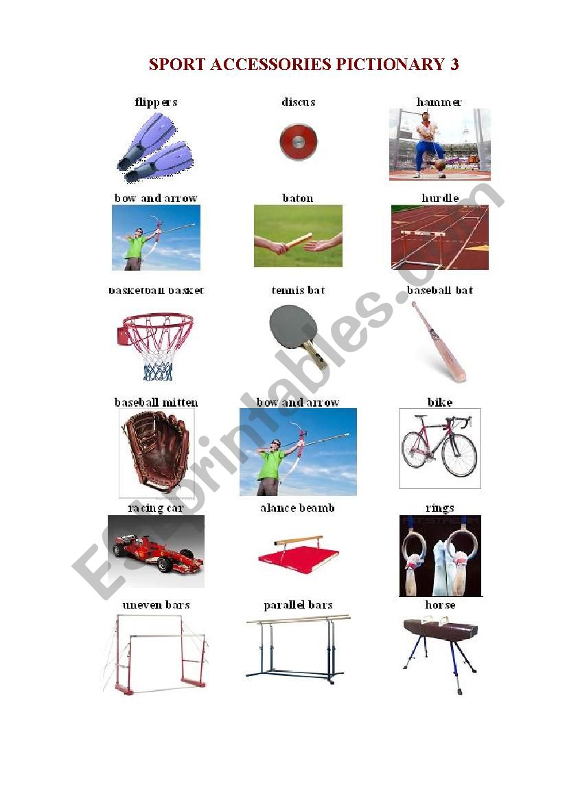 SPORT ACCESSORIES PICTIONARY 3