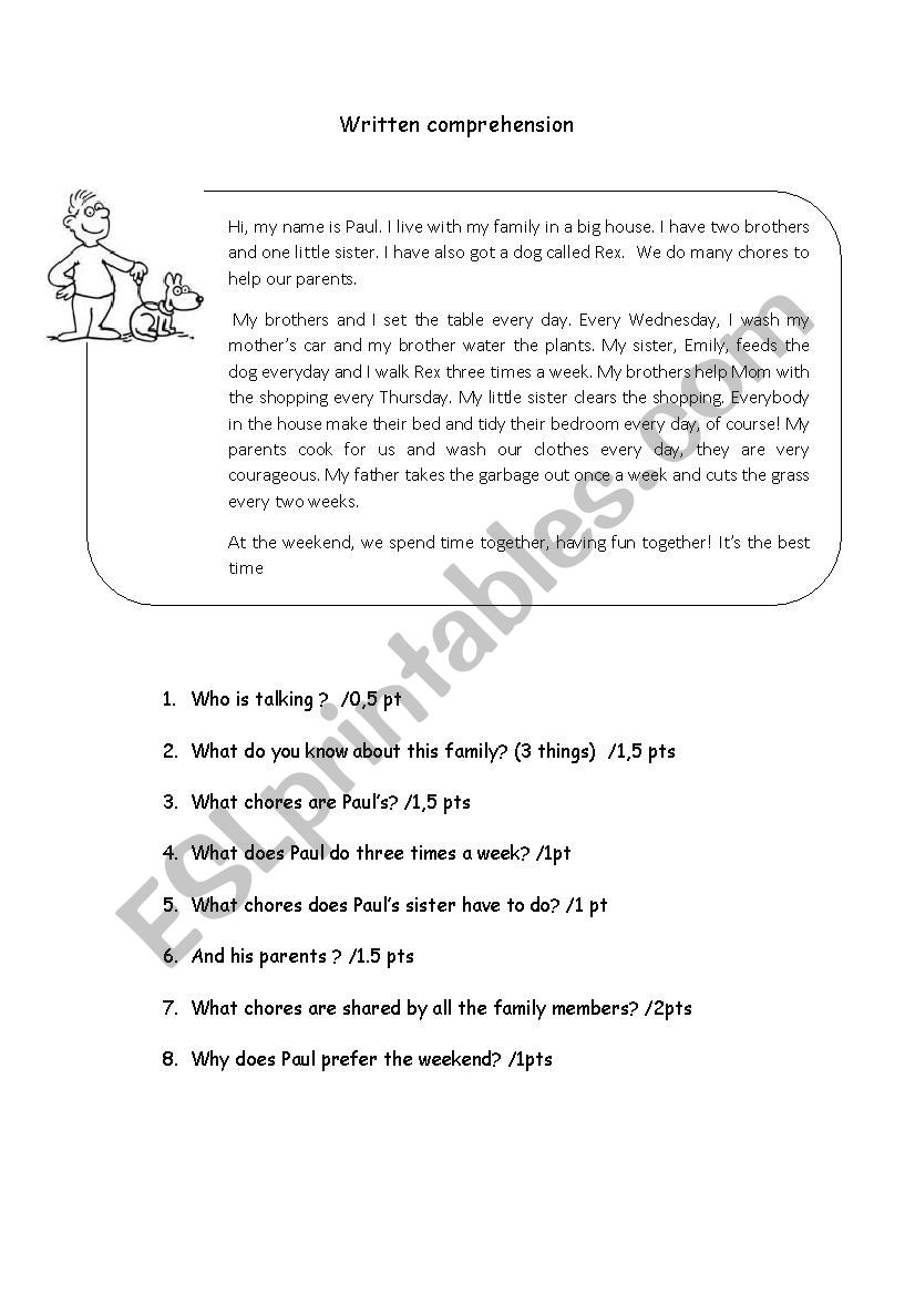 daily chores worksheet