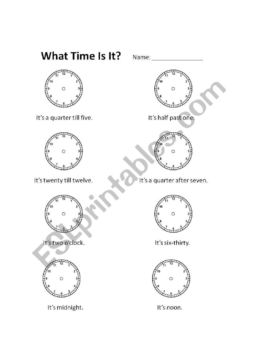 What Time Is It worksheet
