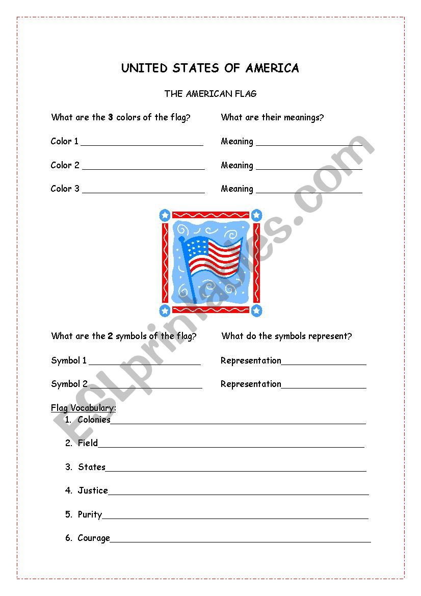 The American Flag worksheet