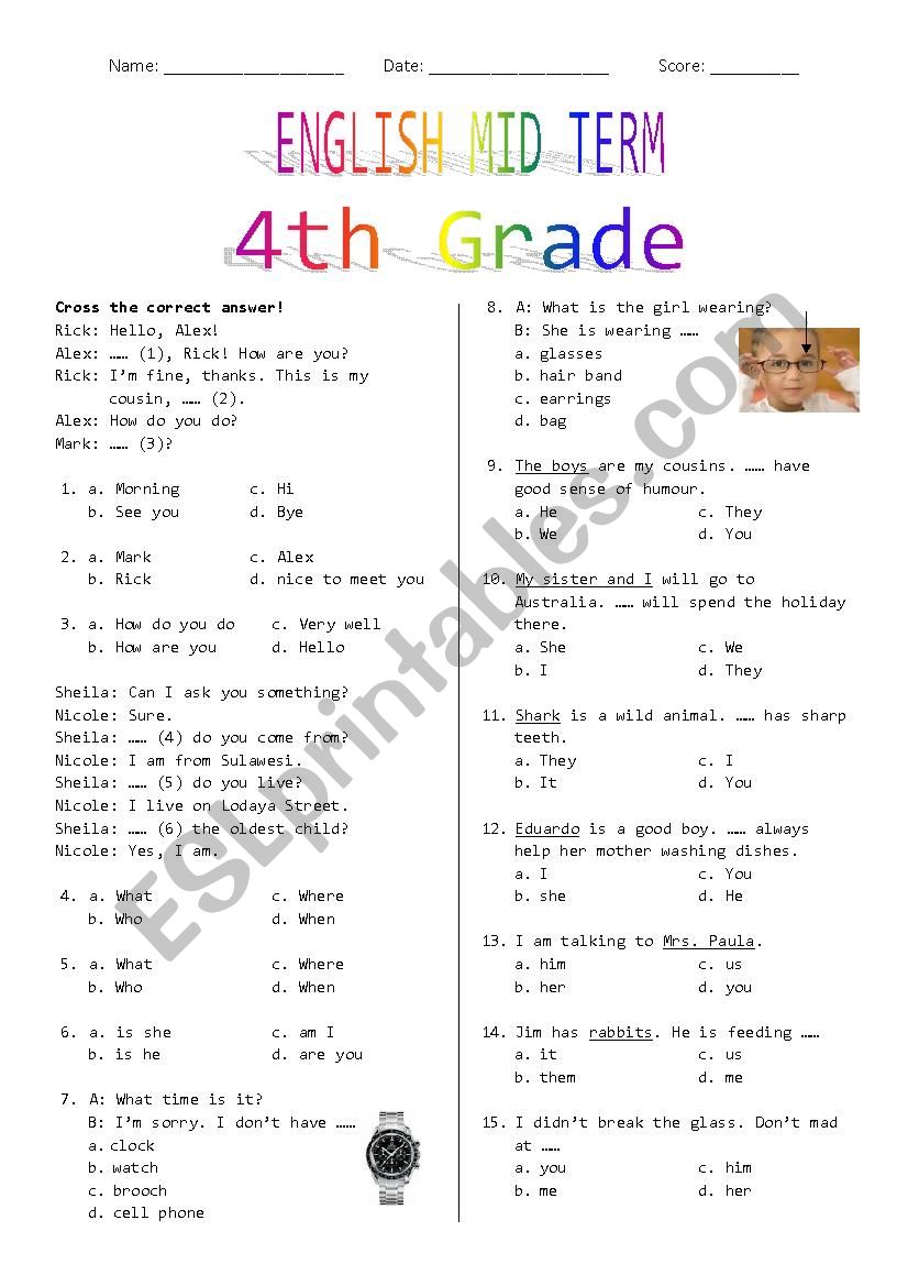 4th Grade Mid Term worksheet