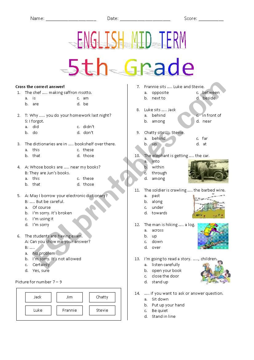 5th Grade Mid Term worksheet