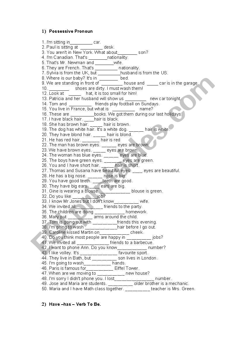 Mixed exercises to check elementary level